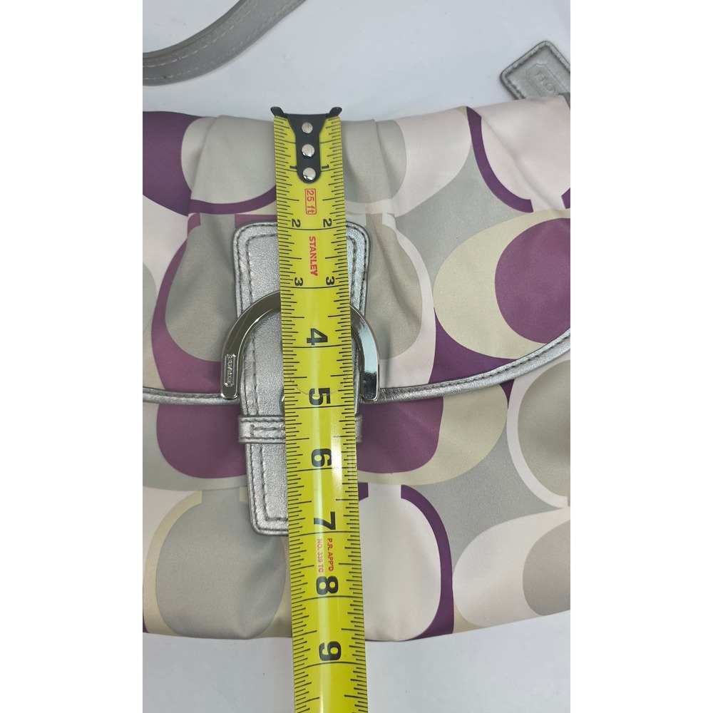 Coach Soho Optic Art Purple Silver Metallic Leather Shoulder Bag F17404 - Picture 8 of 9